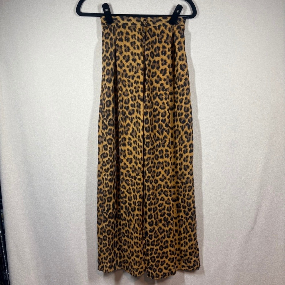 Vtg Renaissance Sportswear Leopard Print Wide Leg Pants High Waist Brown Tan